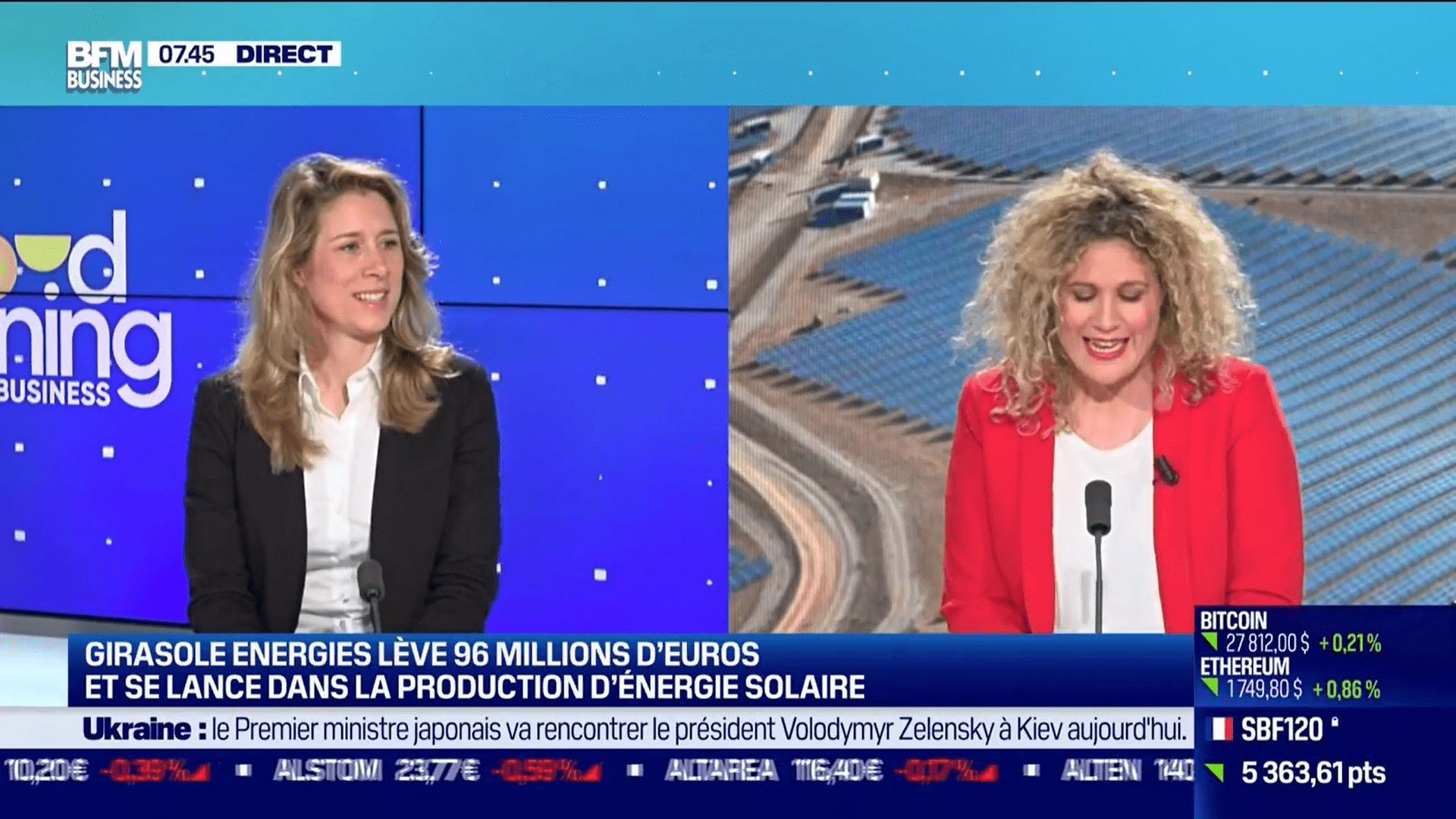 aurélie gaudillère présidente de Girasole Energies sur le plateau de bfm business