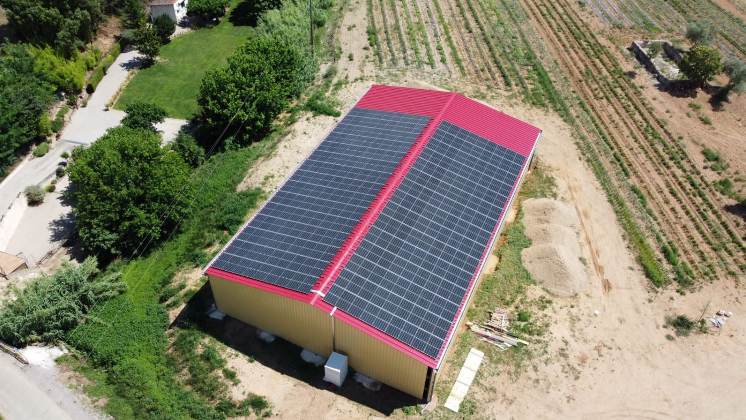 hangar agricole bipente vu du ciel